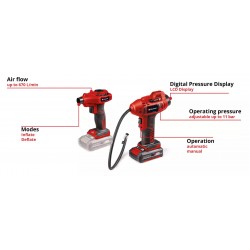 KIT SOPLADOR Y COMPRESOR CE-AP 18+CE-CC 18+2,0 Ah Kit EINHELL - SUMINISTROS CÁMARA