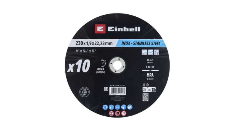 PACK 10 DISCOS CORTE INOX Y METAL 230x2mm EINHELL - SUMINISTROS CÁMARA