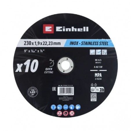 PACK 10 DISCOS CORTE INOX Y METAL 230x2mm EINHELL - SUMINISTROS CÁMARA