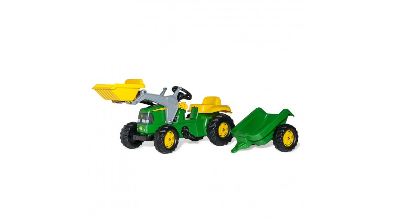 TRACTOR DE PEDALES ROLLYKID JD CON PALA Y REMOLQUE - SUMINISTROS CÁMARA