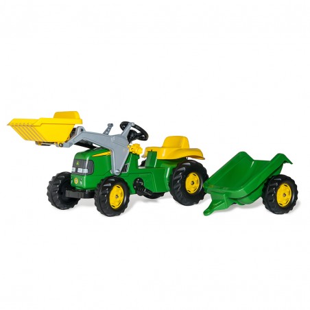 TRACTOR DE PEDALES ROLLYKID JD CON PALA Y REMOLQUE - SUMINISTROS CÁMARA